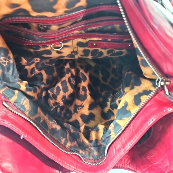 B. Makowsky Red Leather Large Satchel - Picture 2 of 10